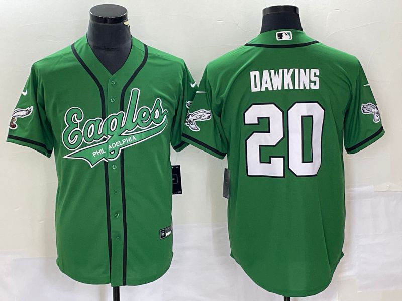 Men Philadelphia Eagles 20 Dawkins Green Co Branding Game NFL Jersey style 4